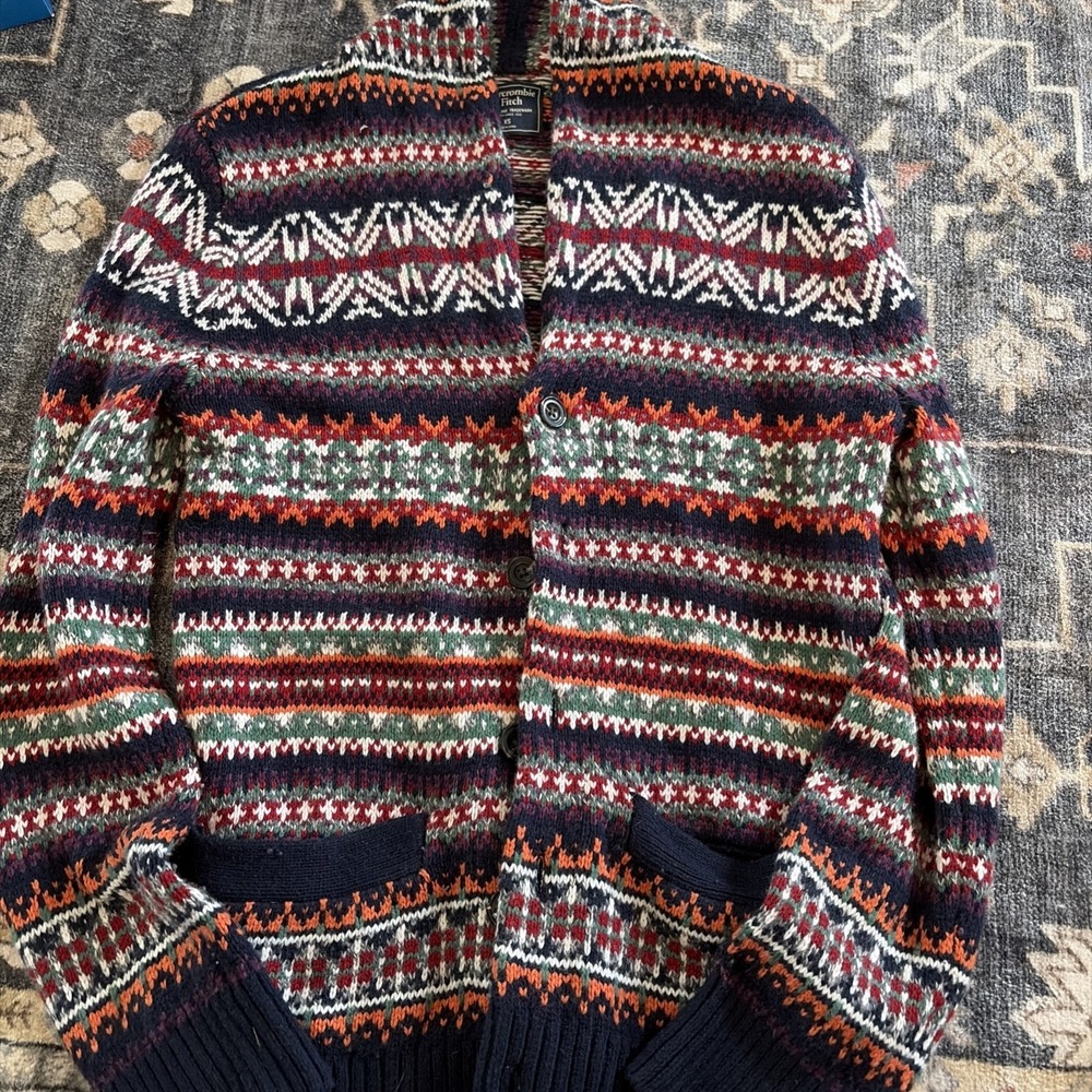 Men's Size XS Abercrombie & Fitch Fair Island Sweater Vintage Shawl Collar